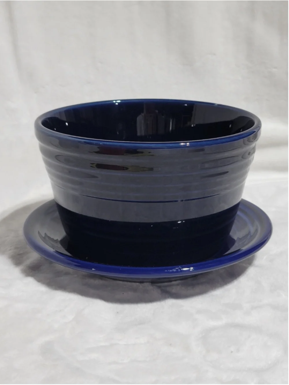 Fiesta® Fiestaware Betty Crocker Cobalt Flower Pot with Saucer Retired USA